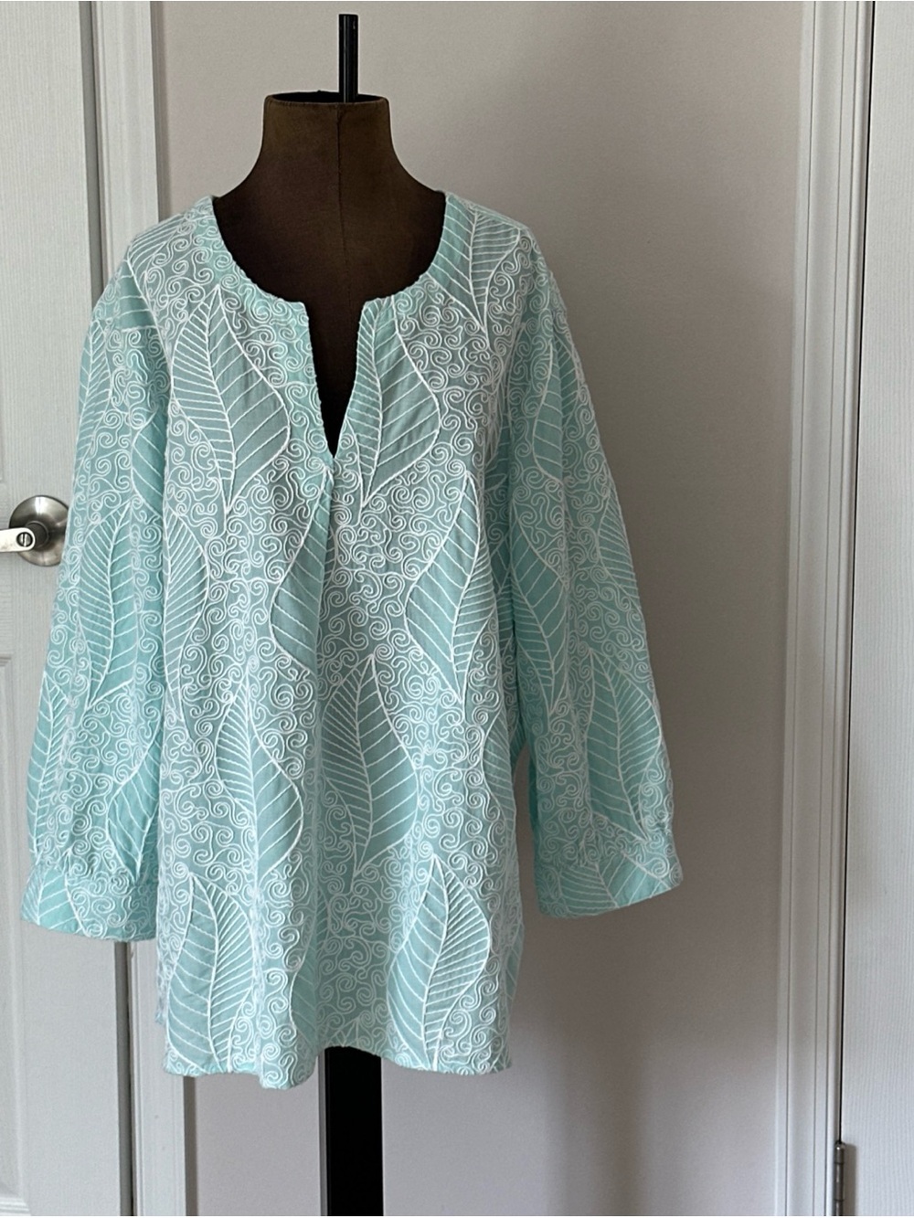 J. Jill Women's  3/4 Sleeve Embroidered Tunic Top Size 3X